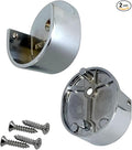 Closet Rod Support Flanges with Rear Pin | Heavy Duty 32mm Diameter Clothes Pole End Sockets for Wardrobes | Polished Chrome | 1 Pair