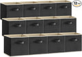 Lifewit Storage Cubes, Foldable Decorative Fabric Storage Baskets for Organizing Home Organizers with Handles for Shelves, Closet, 11 Inch Bins, 18L Black, 12 Packs