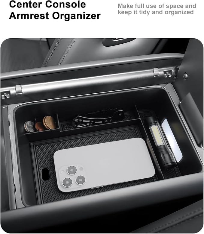 2026 Santa Fe Center Console Organizer - Center Console Organizer Tray + TPE Console Lower Organizer Tray For 2024-2026 Hyundai Santa Fe(SE/SEL/XRT/Limited/Calligraphy)/Santa Fe Hybrid Accessories