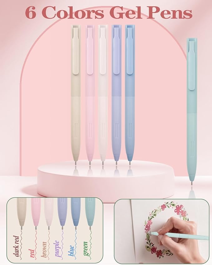 54Pcs Aesthetic School Supplies Set with Large Pastel Pencil Case 12 Dual Tip Highlighters, 6 Gel Pens, 5 Black Pens, 5 Mechanical Pencils (0.5-2.0mm) for Students Stationary College Essentials Gifts