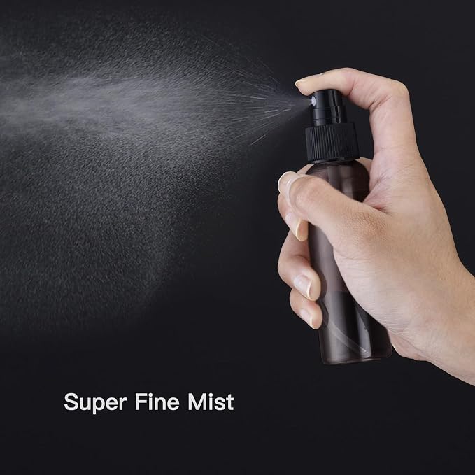 LISAPACK 2oz Small Spray Bottle (10 Pack) Plastic Mini Fine Mist Atomizer, Tiny Sprayer for Travel Perfume, Cologne, Alcohol (Brown, 60ml)