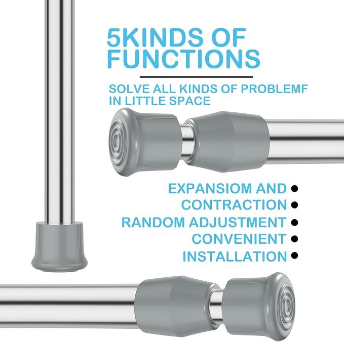 AIZESI Spring Tension Curtain Rod Short Tension Rod (Silver,17"to 28"-4Pcs)