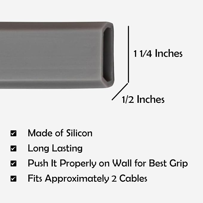 TV Cord Hider – Flexible Wall Cord Cover Slim Design Silicone Cable Raceway - Self Adhesive, Cut to Size Design for Hiding Wires on Wall - Clean Home Setup Cable Concealment (Grey, 6 Feet)