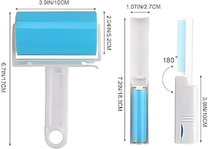 Washable Reusable Lint Roller 3 Pack, Portable Travel Sticky Dog Cat Hair Remover Cleaner with Cover Include Large and Mini Size for Clothes, Pet Hairs, Carseats