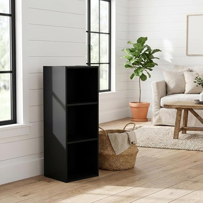Furnifact Darkwood Bookcase with Durable Engineered Wood Shelving, Elegant Storage Solution for Home or Office, Modern Design