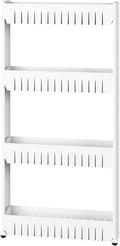 4-Tier Storage Organizer Rack - Plastic Rolling Cart for Office, Dorm, Bedroom, Bathroom, and Laundry Room Organizing by Lavish Home (White)