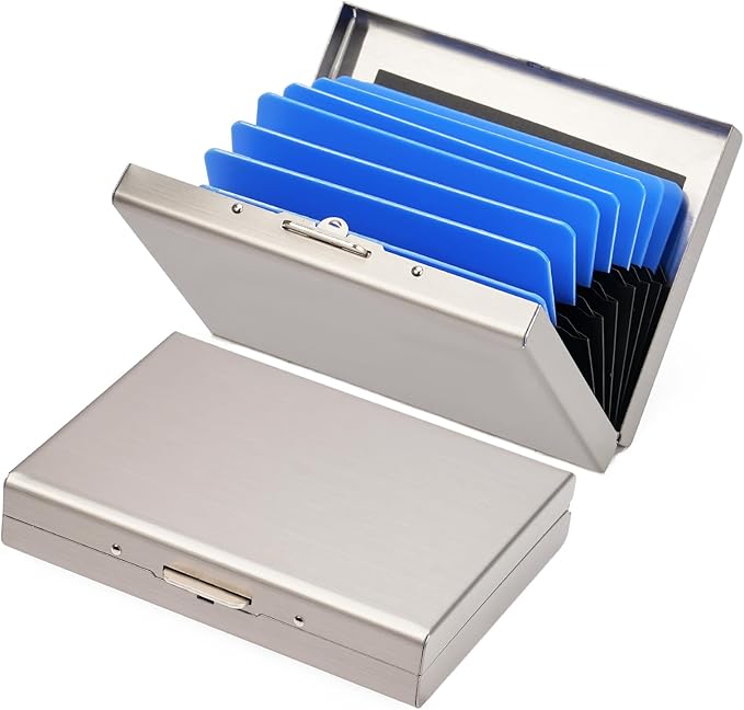 Credit Card Holder Wallet Stainless Steel Card Case RFID Blocking Business Card Holder Protector for Women Men