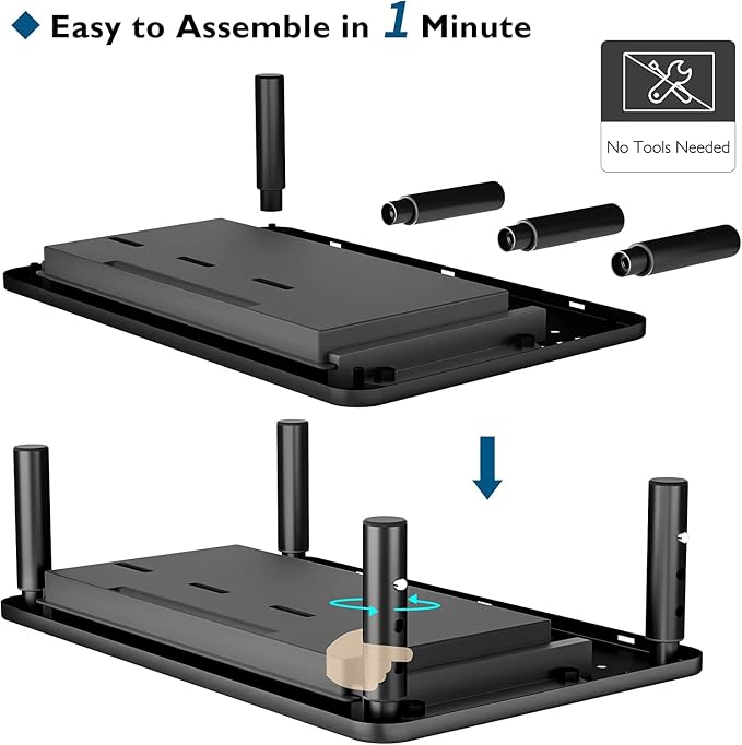BONTEC 2 Pack Adjustable Monitor Stand Riser with Drawer, Supports 44lbs | Ergonomic Mesh Platform for Desk, Ventilated Laptop and PC Use with Cable Management for a Cooler, Organized Workspace