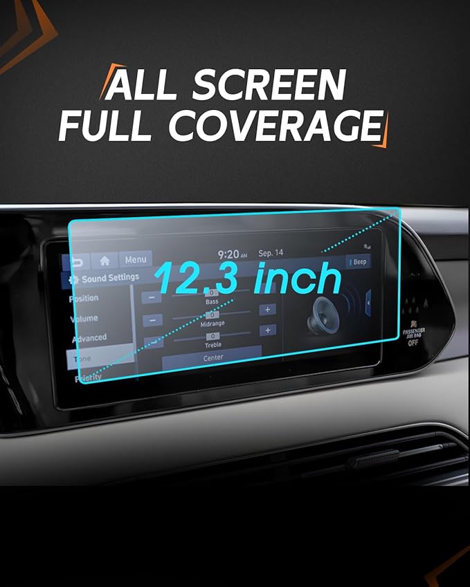 CDEFG Matte Anti Glare for 2023-2025 Hyundai Palisade Screen Protector 2023 2024 2025 Palisade (SE, SEL, XRT, SEL Premium, Limited, Calligraphy, Calligraphy Night Edition) Accessories 12.3" Matte Tempered Glass