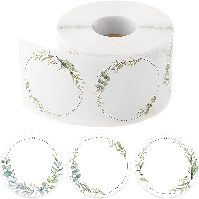 600 Pcs 2" Canning Labels for Jar Easter Gift Tag Stickers, Wreath Designs Round for Jars Lids Spice Bottle Labels with 3 Pattern Designs