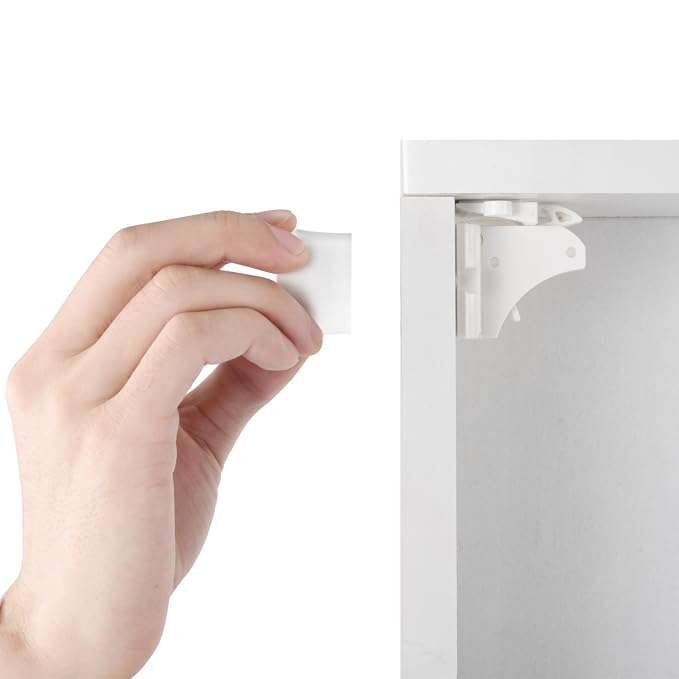 Vmaisi Adhesive Magnetic Locks for Cabinets & Drawers (10 Locks and 2 Keys) | Helps keep kids out of cabinets