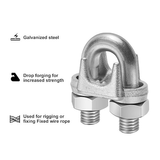 30Pcs 5/16’ M8 Wire Rope Clamps Cable Clamps galvanised Steel, U-Bolt Saddle Fasteners - can be Used for Tent Ropes, Wire Ropes, Wires and Cables, clotheslines etc