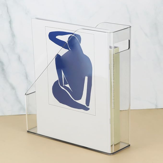 QWORK Clear Acrylic Magazine File Holder, 2 Pcs, 10.24” X 9.45” X 3.54”, Reliable and Sturdy