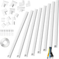 Yecaye Cord Hider, 125In Cord Covers for Wall Mounted TV, White Cable Management Kit, Wire Hiders and Concealer for 3 Cords on Wall, W0.98in H0.51in, White