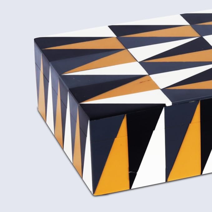 Handicrafts Home Decorative Storage Box with Lid, Decorative Remote Holder Box, Coffee Table Storage Box for Living Room, Console Table & Shelf Decor, Puzzle Guild 10 x 6 x 2.5 (Multicolor Box)