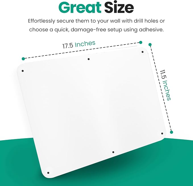 17.5inchX11.5inch Large Stainless Steel Plate for Magnets, 3M Adhesive Back, Mounting Screws, Ideal for Magnetic Shelf, Spice Holders, Colorful Magnets as a Gift. Mount Anywhere! (White, 2 Pack)