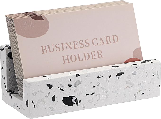 Hipiwe Terrazzo Business Card Holder for Desk, Business Gift for Women Men | Desktop Business Card Display Stand Concrete Name Cards Organizer for Office Exhibition Meeting Room Card Display