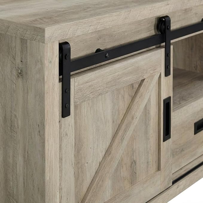Furnifact Brown 2-Door TV Stand, Farmhouse Style, Engineered Wood, Distressed Pine Finish, Modern Design, Sturdy, Stylish for Living Room