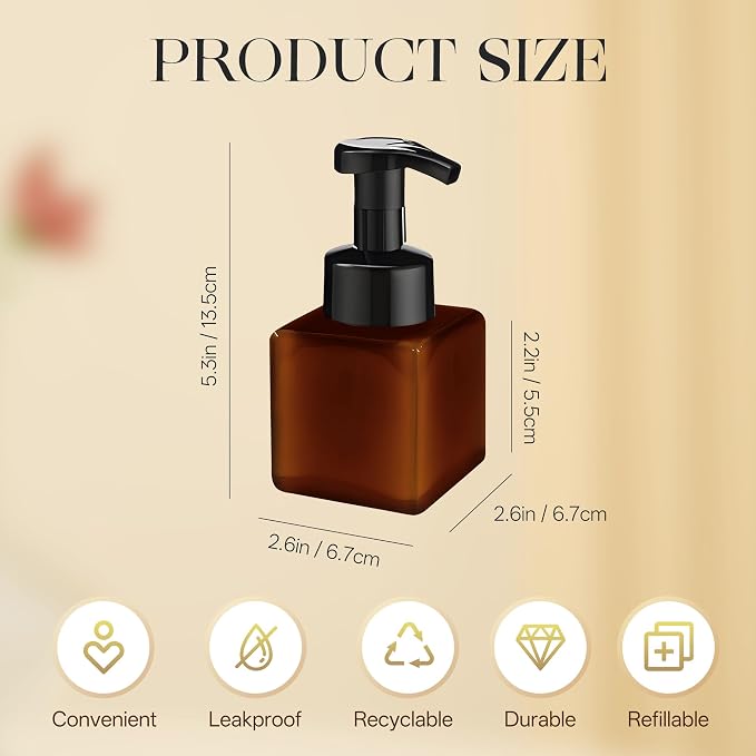 30 PCS 8.5 oz Foaming Soap Dispenser Plastic Foaming Pump Bottle, Refillable Dispenser with Plastic Pump, Empty Hand Bottles for Liquid Soap, Shampoo, Bathroom,Hotel,Restaurant (30, Brown)