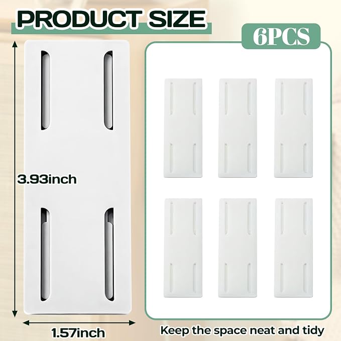 6PCS Power Strip Holder Wall Mount,Self Adhesive Power Strip Holder,Desktop Punch-Free Socket Fixer for Kitchen Home Office Table Wall Cable Management (White)