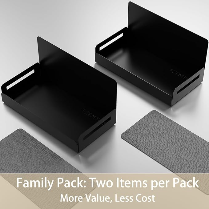 2-Pack Magnetic Spice Rack for Refrigerator, Black | Heavy-Duty 20LB Capacity, Strong Magnetic Shelves, For Classroom Whiteboards and Garage Tools, Kitchen Organizer for Utensils