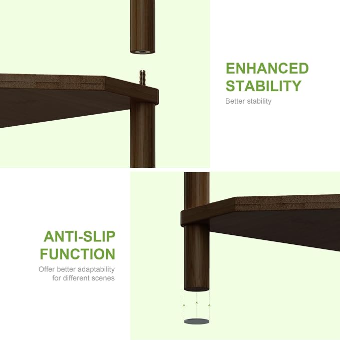 Wisuce Brown Small Corner Shelf Stand, 3-Tier Bamboo Corner Bookshelf | Space-Saving Narrow Corner Shelf | Bathroom Corner Shelf | Shelves for Bedroom, Living Room, Kitchen & Plant Display