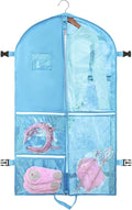 Clear Dance Costume Garment Bag for Dancers,40 inch Kids Garment Bag for Dance Competitions with 5 Clear Zipper Pockets for Dance Costumes,Garment Bags for Hanging Clothes Travel Storage (Blue)