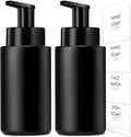 RYTOXILO Matte Black Foaming Hand Soap Dispenser, 10 oz/300ml Glass Foam Dispenser, 2 Pcs Foaming Soap Dispenser for Bathroom, Black Refillable Pump with Waterproof Labels