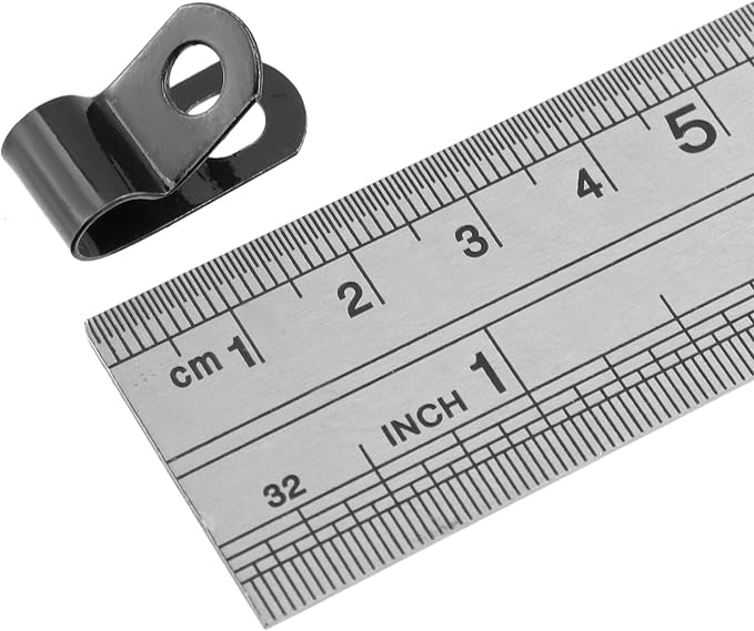Antrader 0.24" Fence Wire Clamps,R-Type Agricultural Fencing Mounting Clips | 100Pcs 6mm Cable Management Cord Organizer with Screws to Vinyl, Wood or Metal Fence