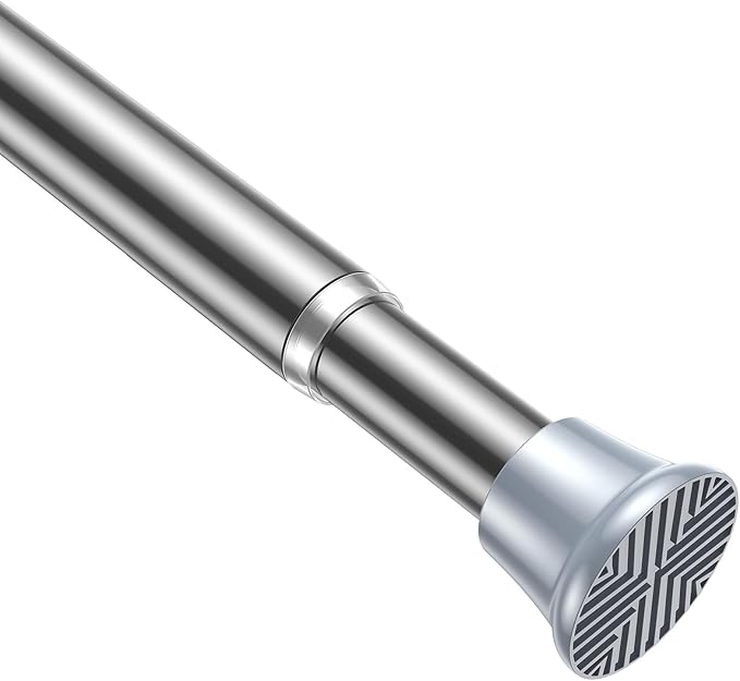 AIZESI Silver Spring Tension Curtain Rod, 31-77in, Adjustable, No-Drill | Adjustable No Dril