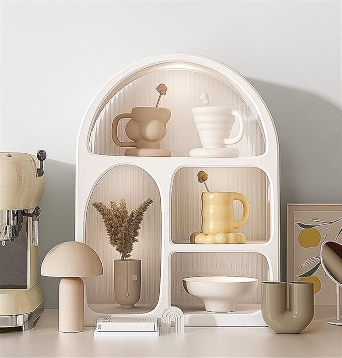 Coffee Station Organizer for Countertop Multi-Grid Storage Cabinet Simple Jewelry Rack Cup Organizer Arched Entrance Display Multi Scenario Use(1)