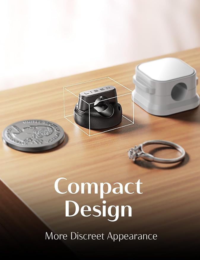 LISEN Magnetic Charging Cord Holder 8-Pack Charging Cord Organizer [1S Click-in], Easy Open Cable Holder with Strong Adhesive, Cable Management Clips Neatly for Nightstand, Desk, Home, Office, Car