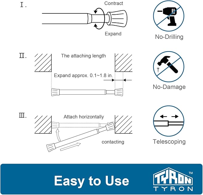 TYRON Small Spring Tension Curtain Rod 7 to 10.5 Inch, Mini Short Adjustable Tension Rod, Suitable for Narrow Window, Sidelight, Cupboard, Refrigerator (White, 4 Pack)