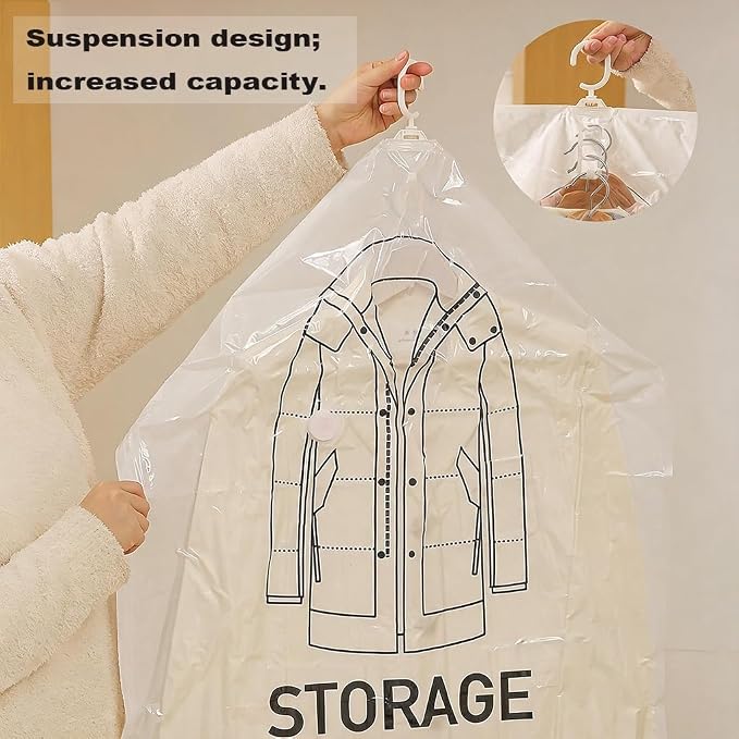 Hanging Vacuum Storage Bags – Space-saving storage bags for clothes, suits and jackets(Six,70 * 90cm)