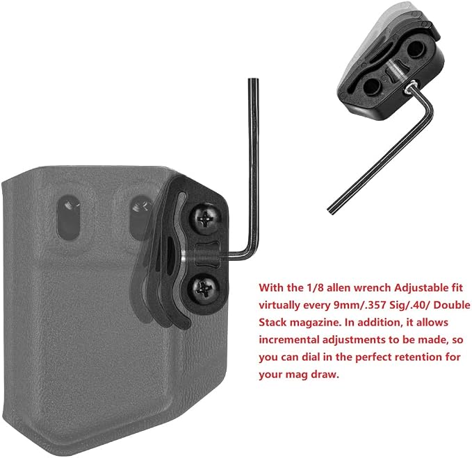 2 Pack IWB/OWB Mag Carrier Fits:9mm/.40 |.45ACP Double/Single Stack | for Right & Left Hand Ambidextrous Concealed Carry Magazine Holster