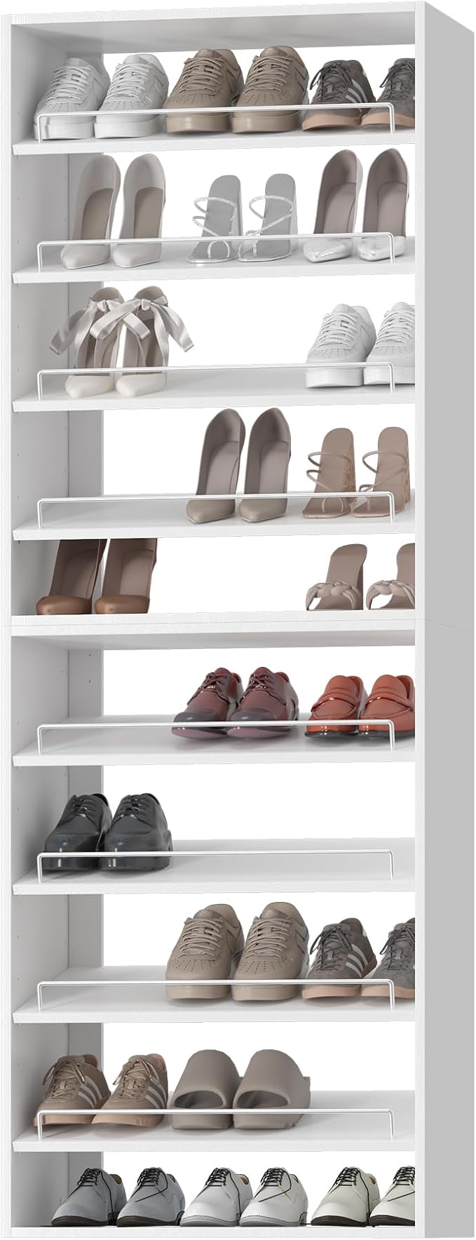 Modular Closet System, 19.5" Wide Wall-Mounted Closet Tower Organizer with Adjustable Shoe Shelves for Walk-In Closet Storage, White
