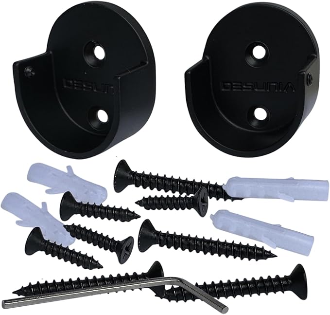 Closet Rod Support Flanges with Screw On Attachment | Heavy Duty Clothes Pole End Sockets for Wardrobes | Black | 25 Pair