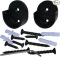 Closet Rod Support Flanges with Screw On Attachment | Heavy Duty Clothes Pole End Sockets for Wardrobes | Black | 2 Pair
