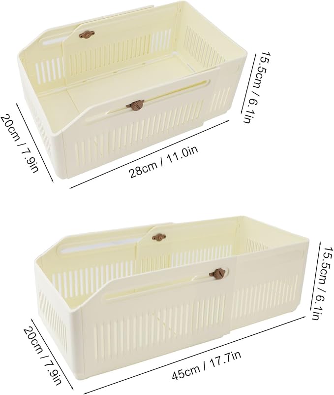 AYNEFY Retractable Storage Bin,Expandable Stackable Closet Pantry Organization Box Kitchen Fridge Drawer Container Foldable Storage Basket for Clothes Toys Books Snack Shoes