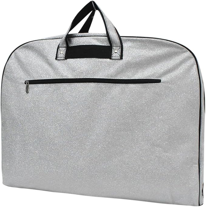 NGIL Glitter Travel Hanging Garment Bag (Glitter-Silver) | Garment Bag for Girls, Cheer Travel Bag, Dance Competition Bag, Cheer Dance Competition, Beauty Pageant