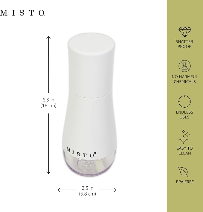 Misto Gourmet Olive Oil Sprayer for Cooking - Refillable Plastic Oil Mister Bottle for Kitchen, Salads, Grilling, Roasting, Air Fryer - White