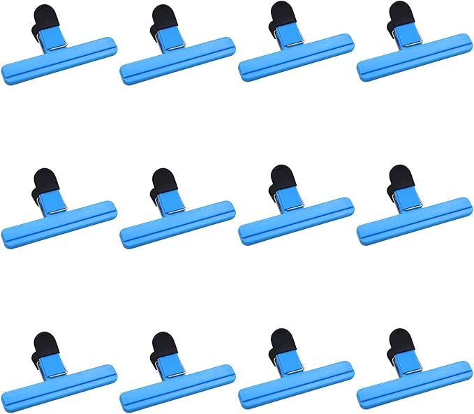 12Pack Large Chip,ULIFESTAR Food Clips,Upgrade Wide Open Bag Clips for Food Storage with Air Tight Seal Grip,Assorted Color(Blue 15.3 * 8.6 * 2.5cm/6.02 * 3.39 * 0.98")