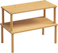 VERTORGAN Cabinet Organizer Shelf(Set of 2),Kitchen Counter Shelves,Bamboo Stackable Expandable Spice Rack Countertop(Large)