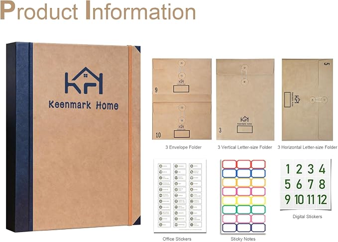 Expandable Important Document Organizer with Tabs & Pockets for Family | Expandable accordion filing, important document storage, labeled tabs & pockets, large capacity, quick access