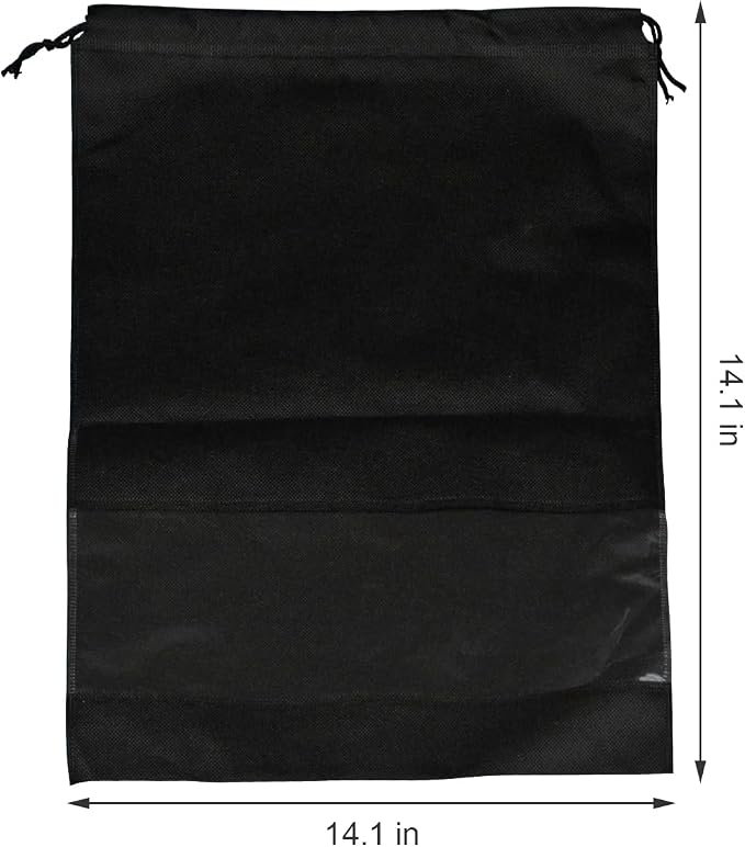 10 Pack Shoe Bags for Travel, Drawstring Bag for Men Women, Shoe Storage, Travel Essentials, Organization Accessories (10, Black)