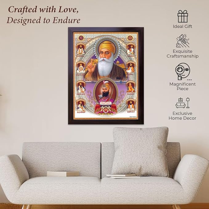 Lord Sikh Guru poster print with frame for Home Decor and Gifting Purpose (229-6)