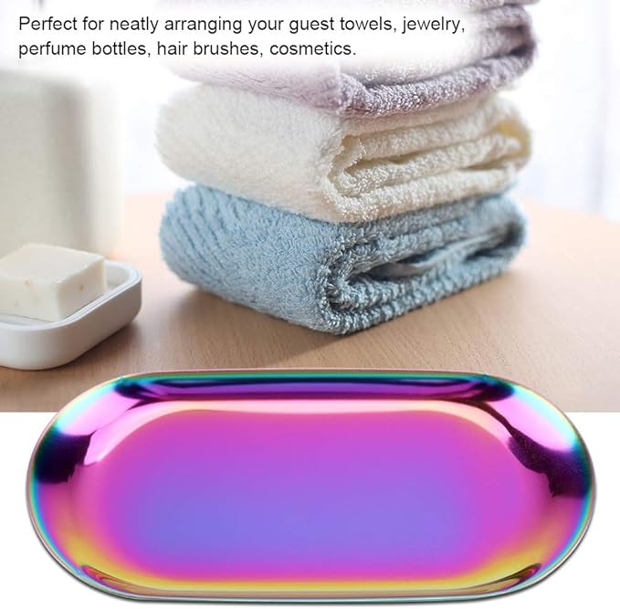 Nordic Storage, Nordic Style Rainbow S Stainless Steel Tray, Jewelry, Cosmetics & Cake Organizer for Desk & Home
