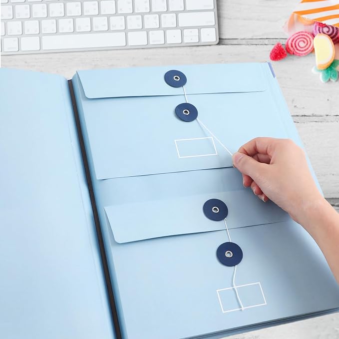 Important Document Organizer Personal Binder Organizer with Labels Accordion File Stylish Binder for Storing Important Papers, in case i die Binder Certificates, Passports, Photos, and Letters(Bule)