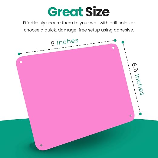 9 inches x 6.5 inches Stainless Steel Plate for Magnets, 3M Adhesive Back, Mounting Screws, Ideal for Magnetic Shelf, Spice Holders, Fridge Magnets. Mount Anywhere! (Pink, 1 Pack)