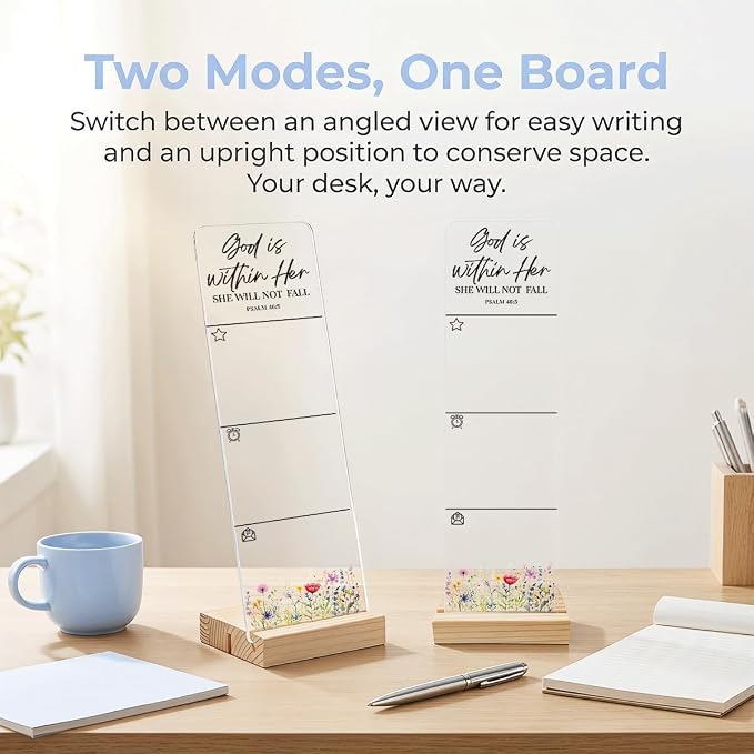 Sticky Notes Monitor Memo Board with Removable Wooden Base God is Within Her She Will Not Fall Portable Acrylic Sticky Note Holder Message Board Sign Bonus 200 Sheets Sticky Notes Office Desk